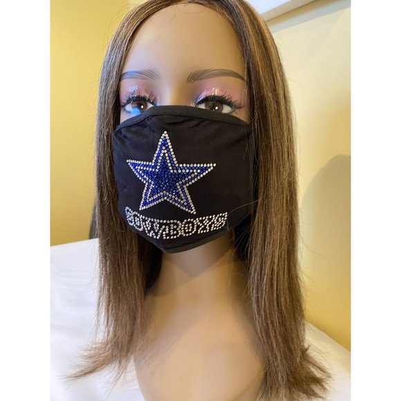 Dallas Cowboys Bling Rhinestone Face Mask Front Logo - Picture 4 of 10